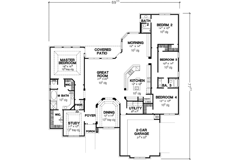 Dream House Plan - Floor Plan - Main Floor for European House Plan #472-333 - 4 bed, 3.5 bath