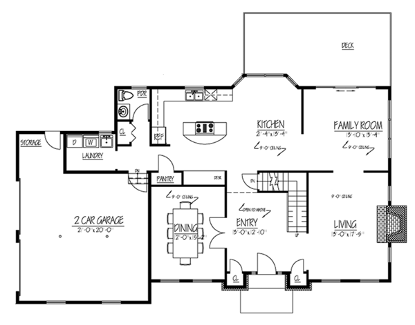 House Blueprint - Colonial Floor Plan - Main Floor Plan #1061-5