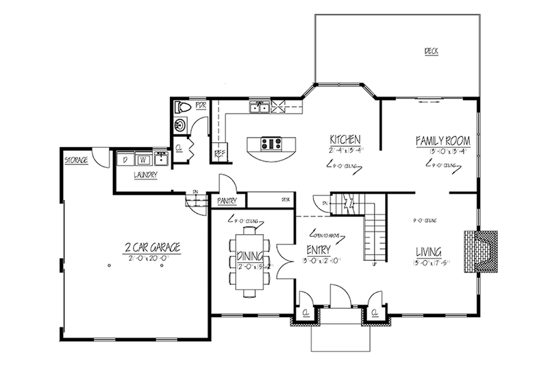 Home Plan - Floor Plan - Main Floor for Colonial House Plan #1061-5 - 4 bed, 2.5 bath