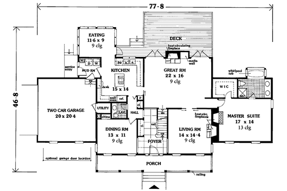 Floor Plan - Main Floor for Farmhouse House Plan #3-329 - 5 bed, 3.5 bath