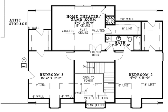 Floor Plan - Upper Floor for Colonial House Plan #17-2936 - 3 bed, 2.5 bath