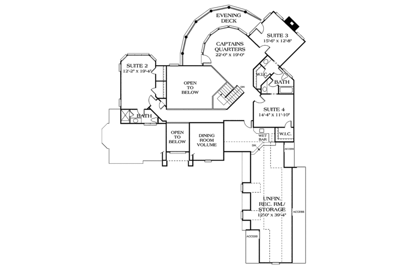 Home Plan - Floor Plan - Upper Floor for Mediterranean House Plan #453-186 - 4 bed, 3.5 bath
