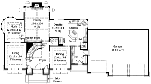 Architectural House Design - Traditional Floor Plan - Main Floor Plan #51-940