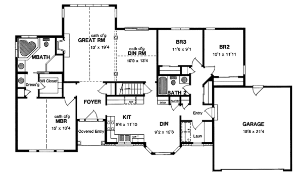 House Design - Ranch Floor Plan - Main Floor Plan #316-127