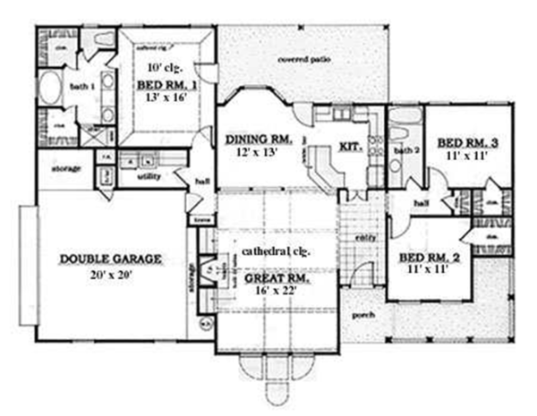 Home Plan - Country Floor Plan - Main Floor Plan #42-574