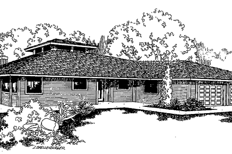 Architectural House Design - Prairie Exterior - Front Elevation Plan #60-946