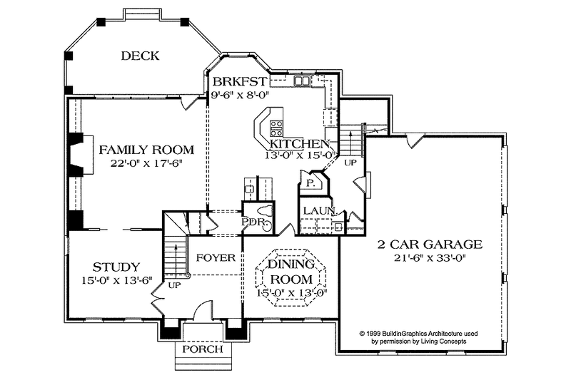 Dream House Plan - Floor Plan - Main Floor for Colonial House Plan #453-360 - 4 bed, 3.5 bath
