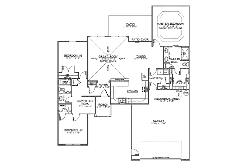 Dream House Plan - Floor Plan - Main Floor for Ranch House Plan #1064-6 - 3 bed, 2 bath