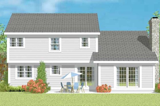 Exterior - Rear Elevation for Traditional House Plan #72-1076 - 3 bed, 2.5 bath