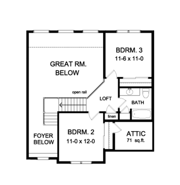 House Plan Design - Colonial Floor Plan - Upper Floor Plan #1010-105