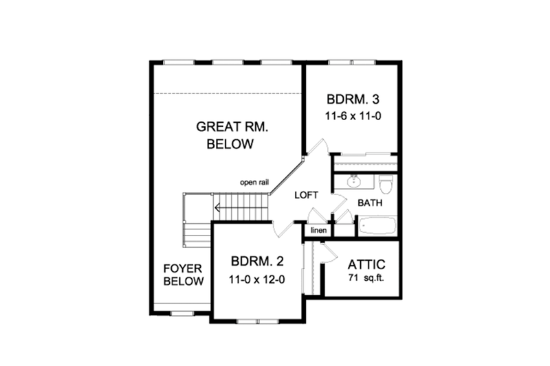Architectural House Design - Floor Plan - Upper Floor for Colonial House Plan #1010-105 - 3 bed, 2.5 bath