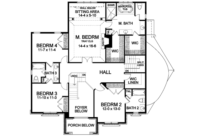 Home Plan - Floor Plan - Upper Floor for Classical House Plan #328-414 - 4 bed, 3.5 bath