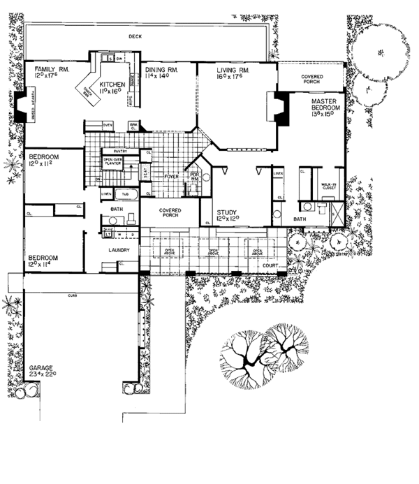 Home Plan - Adobe / Southwestern Floor Plan - Main Floor Plan #72-752