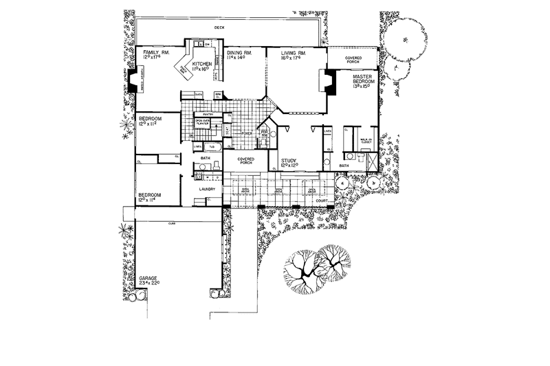 Home Plan - Floor Plan - Main Floor for Adobe / Southwestern House Plan #72-752 - 4 bed, 3.5 bath