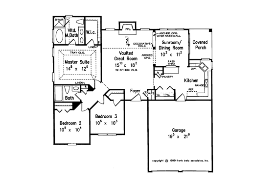 Floor Plan - Main Floor for Ranch House Plan #927-733 - 3 bed, 2 bath