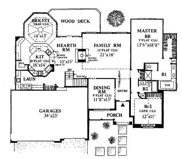 House Blueprint - Ranch Floor Plan - Main Floor Plan #334-134