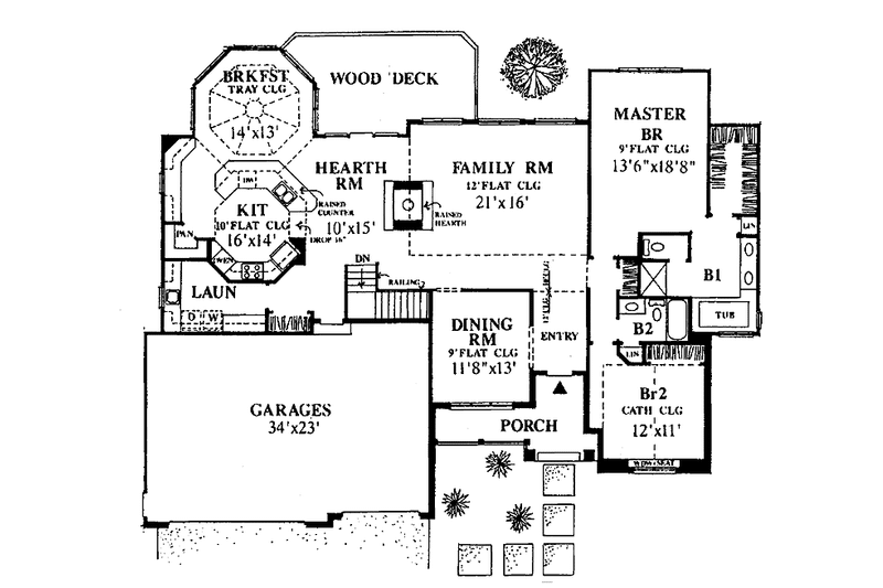 Architectural House Design - Floor Plan - Main Floor for Ranch House Plan #334-134 - 3 bed, 3 bath