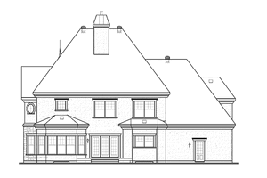 Exterior - Rear Elevation for European House Plan #23-2418 - 4 bed, 3.5 bath