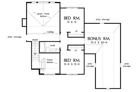 Floor Plan - Upper Floor for European House Plan #929-816 - 4 bed, 3 bath