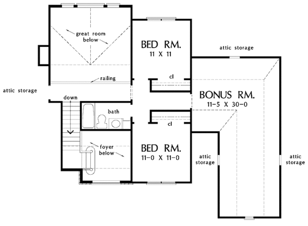 Architectural House Design - European Floor Plan - Upper Floor Plan #929-816