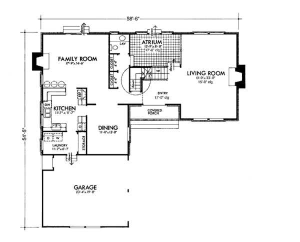 Architectural House Design - Tudor Floor Plan - Main Floor Plan #320-1367