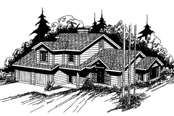 Exterior - Front Elevation 3 for Country House Plan #60-825 - 3 bed, 2 bath