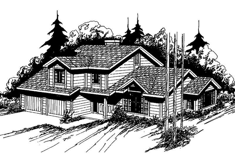 Home Plan - Exterior - Front Elevation 3 for Country House Plan #60-825 - 3 bed, 2 bath