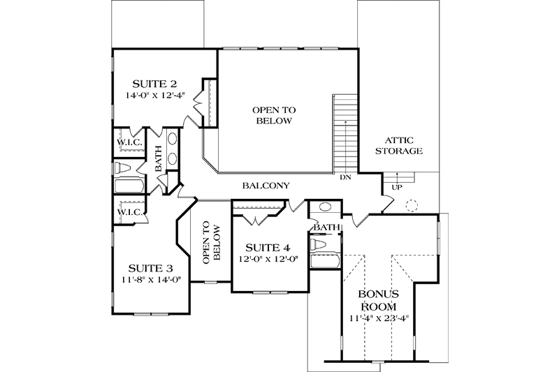 Dream House Plan - Floor Plan - Upper Floor for Craftsman House Plan #453-557 - 4 bed, 3.5 bath