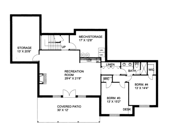 House Blueprint - Craftsman Floor Plan - Lower Floor Plan #117-858