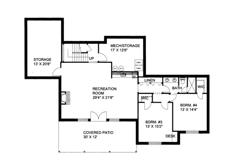 Dream House Plan - Floor Plan - Lower Floor for Craftsman House Plan #117-858 - 4 bed, 3.5 bath