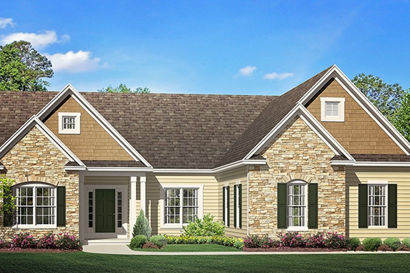 Architectural House Design - Exterior - Front Elevation 3 for Ranch House Plan #1010-202 - 3 bed, 2.5 bath