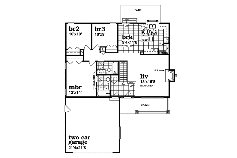 Home Plan - Floor Plan - Main Floor for Craftsman House Plan #47-929 - 3 bed, 2 bath
