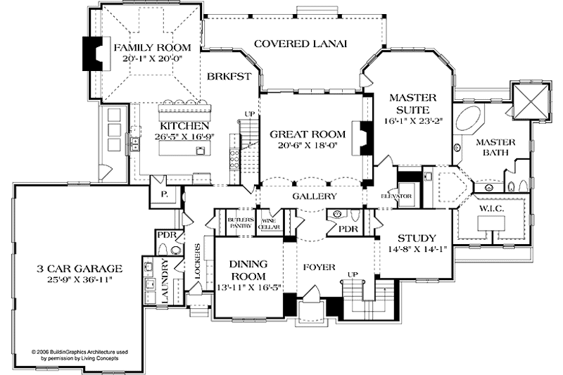 Home Plan - Floor Plan - Main Floor for European House Plan #453-597 - 4 bed, 4 bath