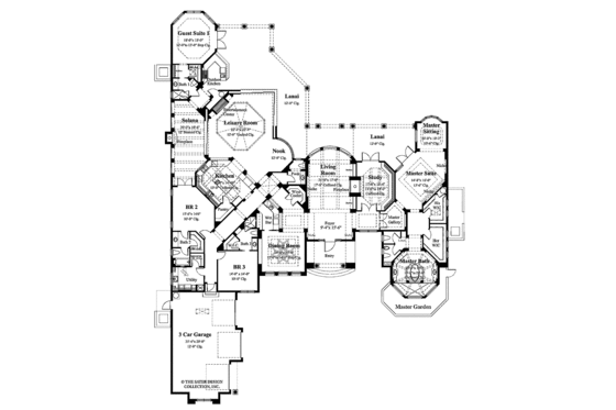 Floor Plan - Main Floor for Mediterranean House Plan #930-98 - 4 bed, 4.5 bath