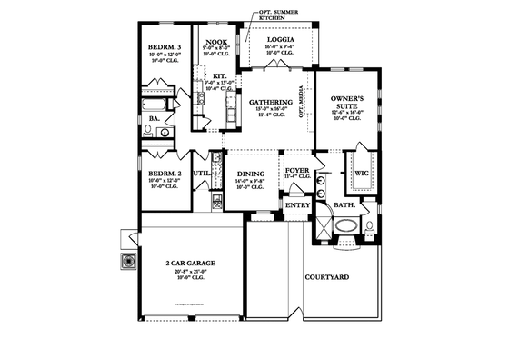 Floor Plan - Main Floor for Mediterranean House Plan #1058-4 - 3 bed, 2 bath