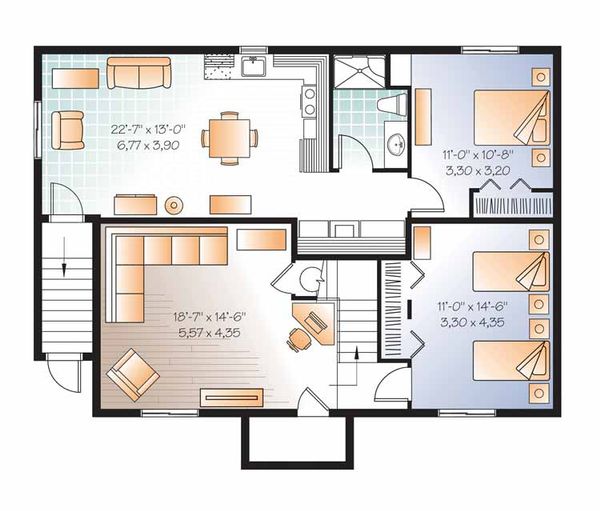 House Design - Colonial Floor Plan - Lower Floor Plan #23-2522
