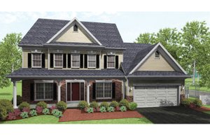 Colonial Exterior - Front Elevation Plan #1010-37