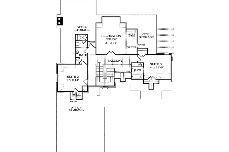 Home Plan - Floor Plan - Upper Floor for European House Plan #453-156 - 3 bed, 3.5 bath