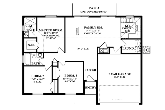 Floor Plan - Main Floor for Ranch House Plan #1058-31 - 3 bed, 2 bath