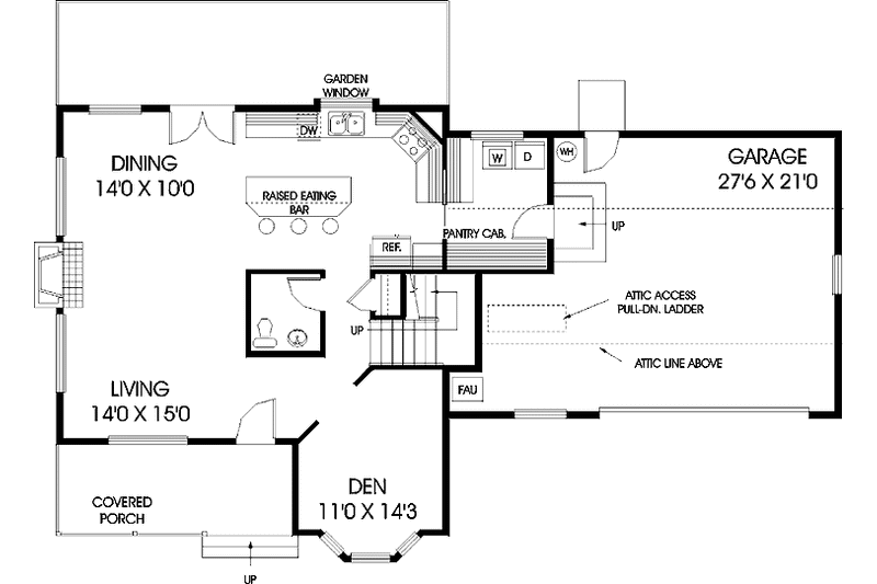 Home Plan - Floor Plan - Main Floor for Country House Plan #60-665 - 3 bed, 2.5 bath