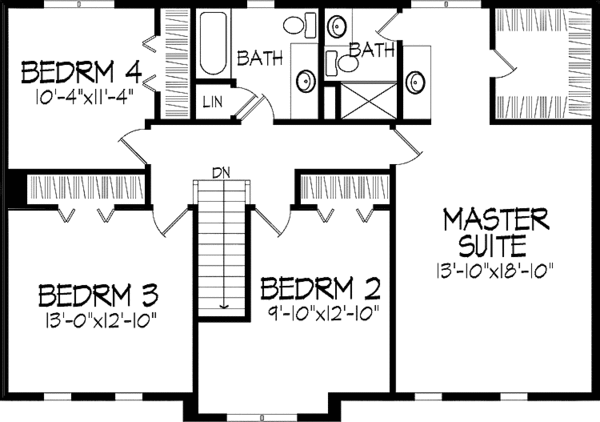 Architectural House Design - Tudor Floor Plan - Upper Floor Plan #51-879