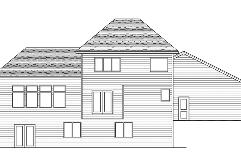 House Blueprint - Exterior - Rear Elevation for European House Plan #51-620 - 3 bed, 2.5 bath