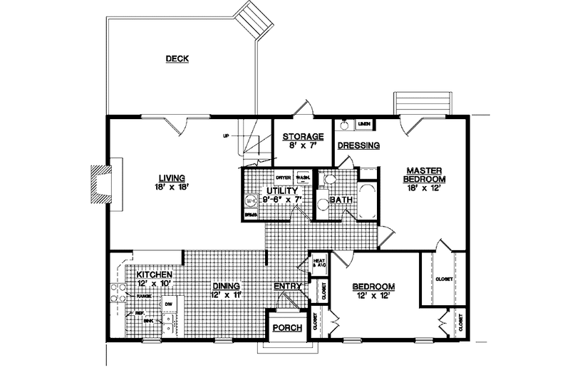 Home Plan - Floor Plan - Main Floor for Colonial House Plan #45-433 - 4 bed, 2 bath