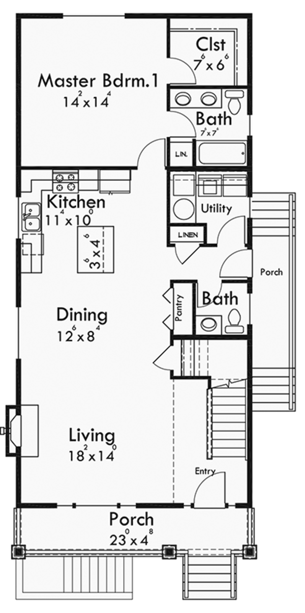 House Design - Craftsman Floor Plan - Main Floor Plan #303-473