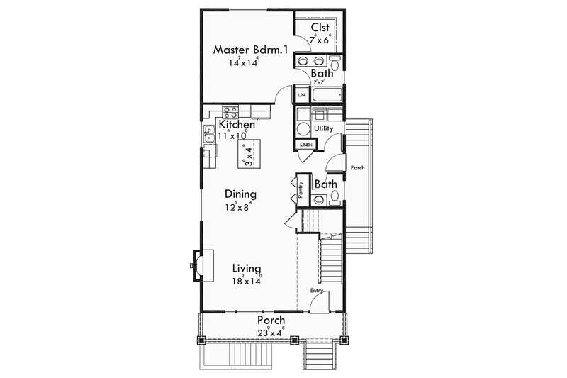 Architectural House Design - Floor Plan - Main Floor for Craftsman House Plan #303-473 - 6 bed, 4.5 bath
