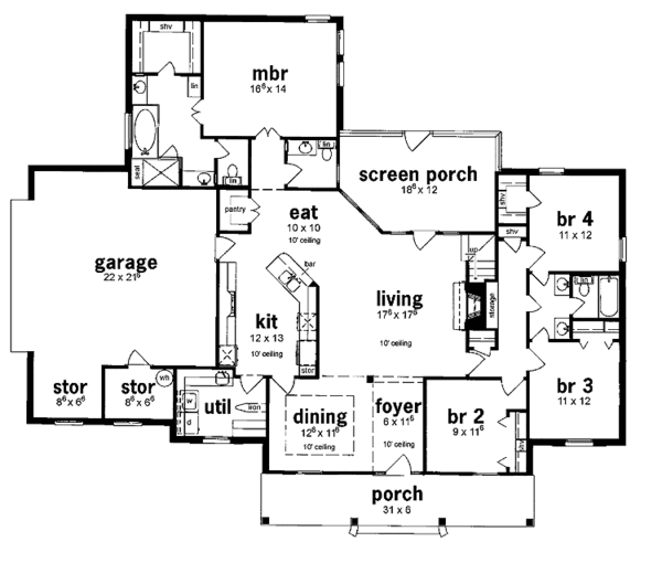 Architectural House Design - Classical Floor Plan - Main Floor Plan #36-547