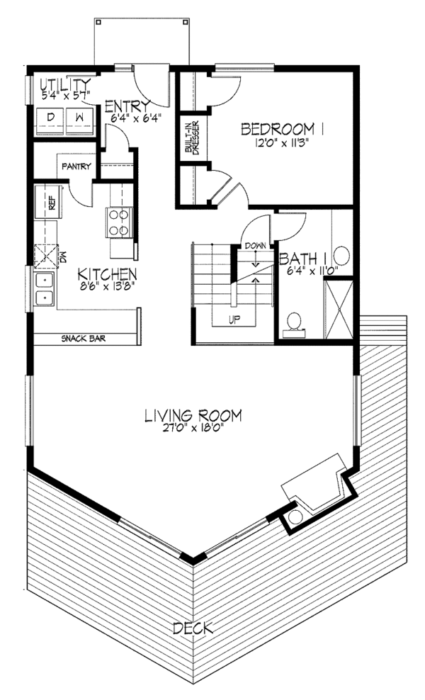 Architectural House Design - Contemporary Floor Plan - Main Floor Plan #320-516
