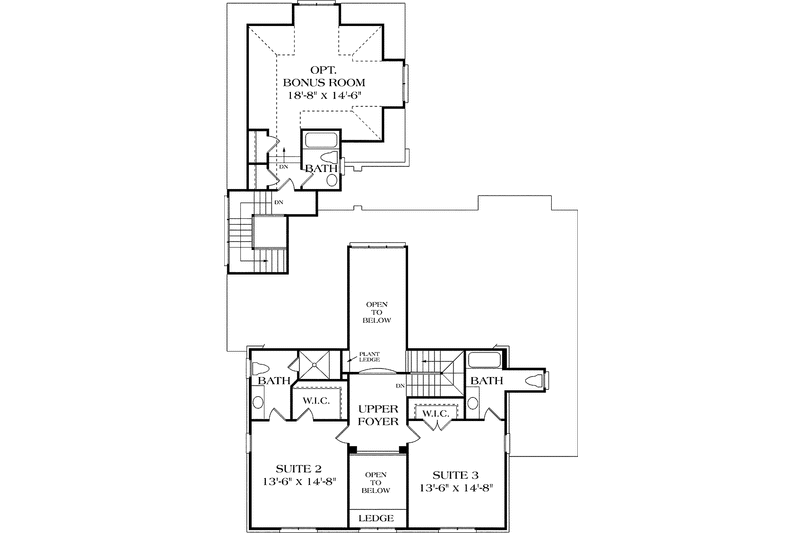 Architectural House Design - Floor Plan - Upper Floor for Country House Plan #453-437 - 3 bed, 3.5 bath