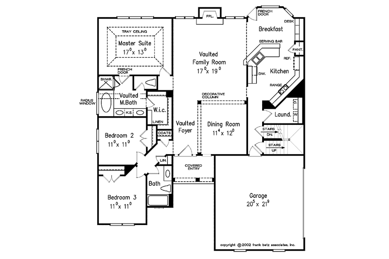 House Blueprint - Floor Plan - Main Floor for Ranch House Plan #927-828 - 3 bed, 2 bath