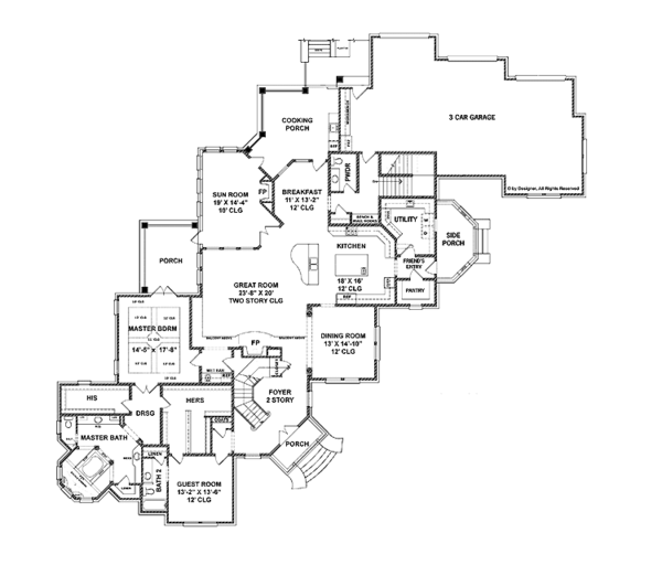 Architectural House Design - Mediterranean Floor Plan - Main Floor Plan #952-210